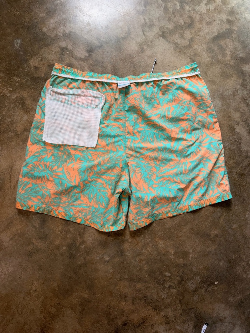 Columbia PFG Tropical Print Swim Trunks Men’s 2XL Orange Teal Beach Shorts - Picture 9 of 11